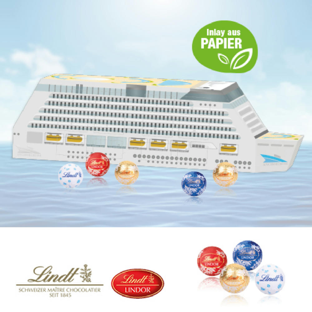 3D Adventskalender "Schiff" mit Lindt Schokolade mit Papier-Inlay