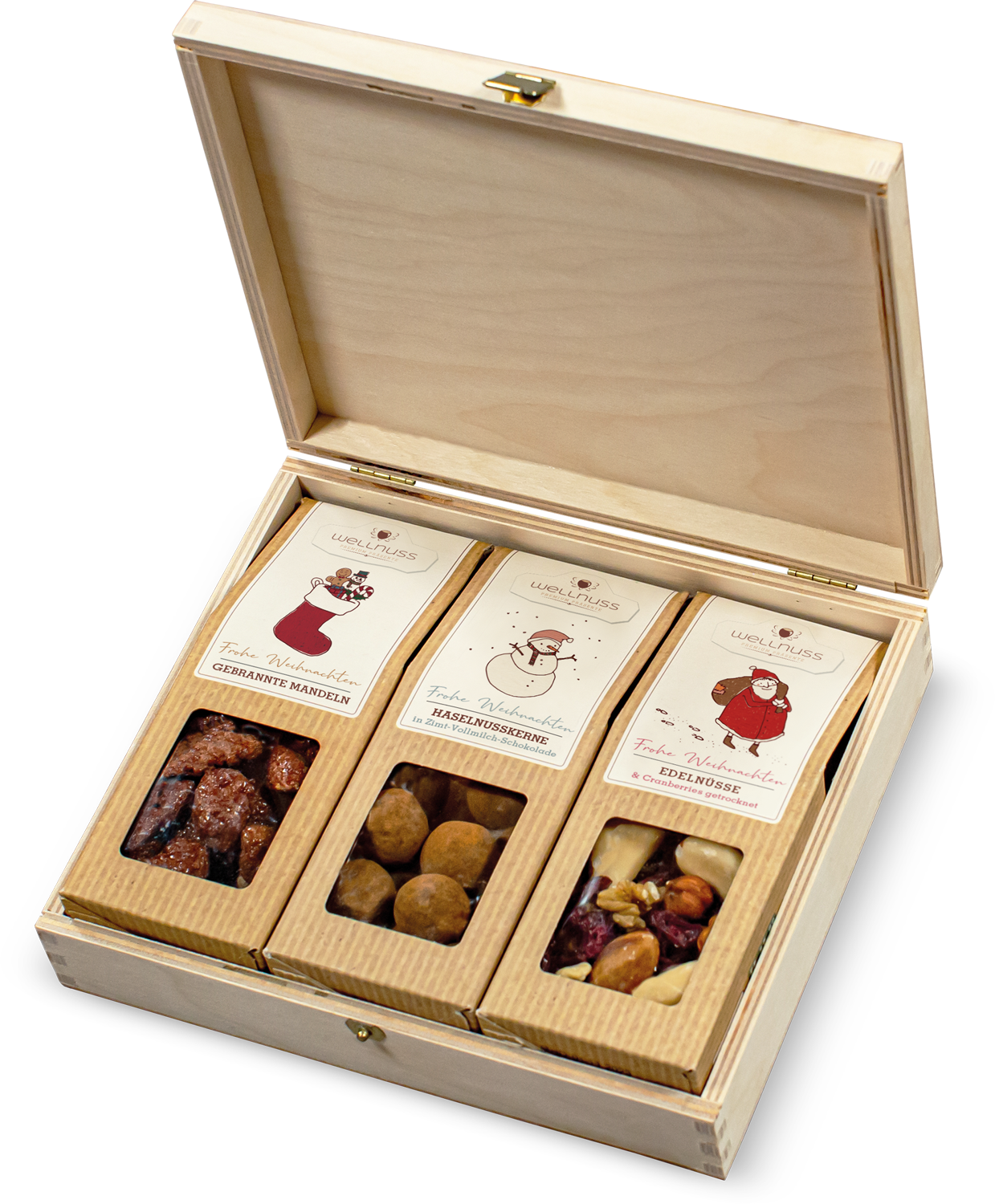 Premium Snacks in Birkenholzbox 3er