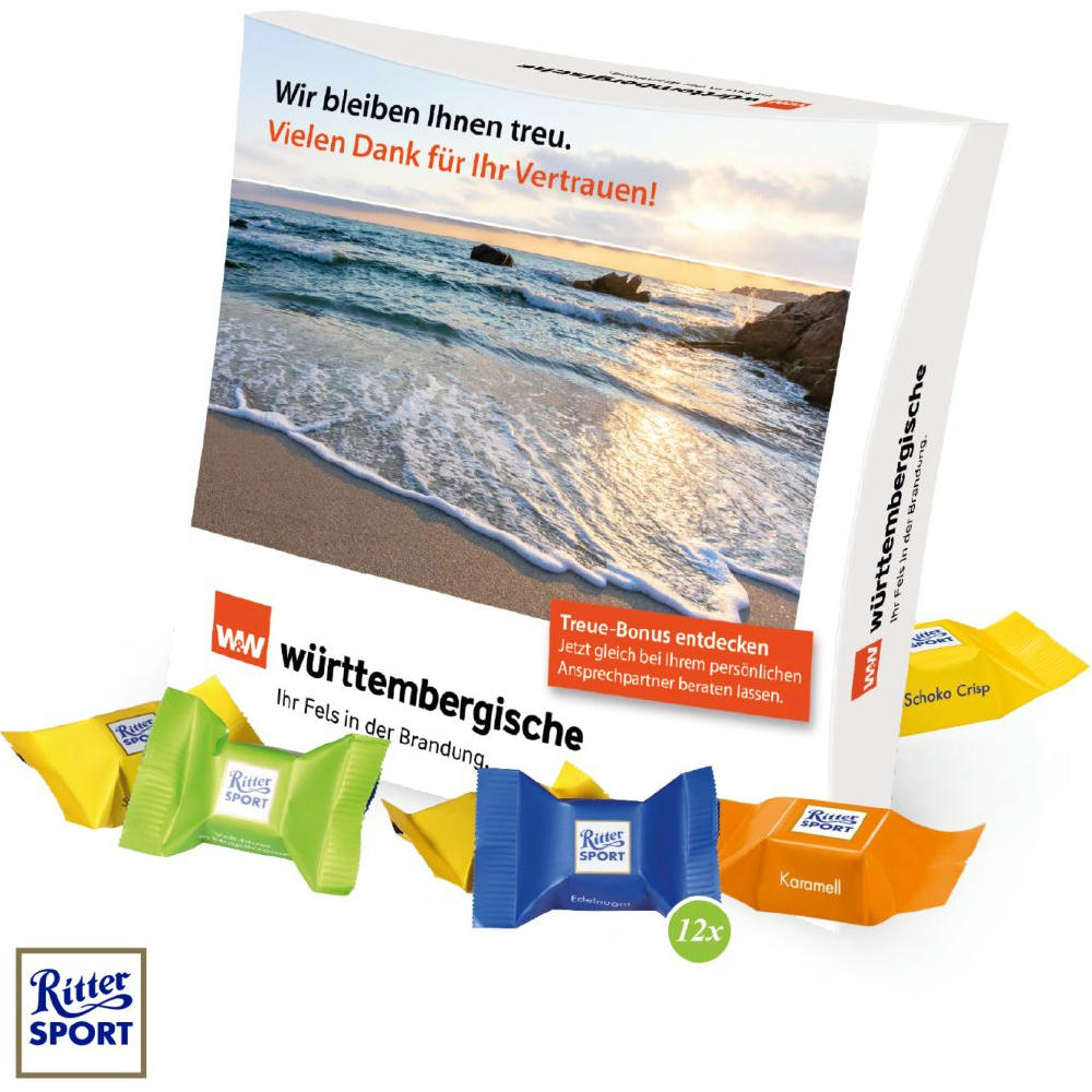PRÄSENTBOX MIT RITTER SPORT SCHOKOWÜRFEL