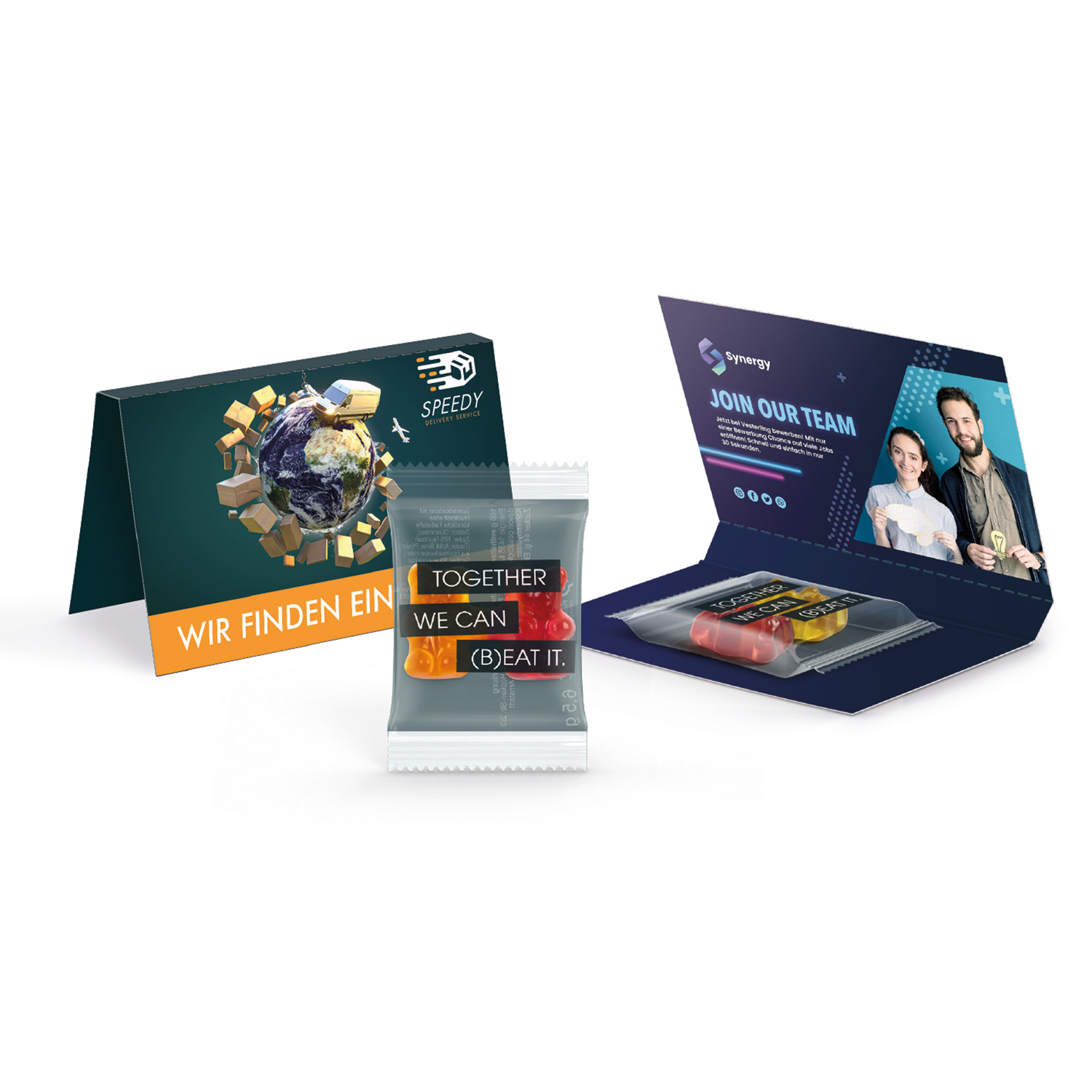 Werbekarte Visitenkartenformat, verschiedene Füllvarianten