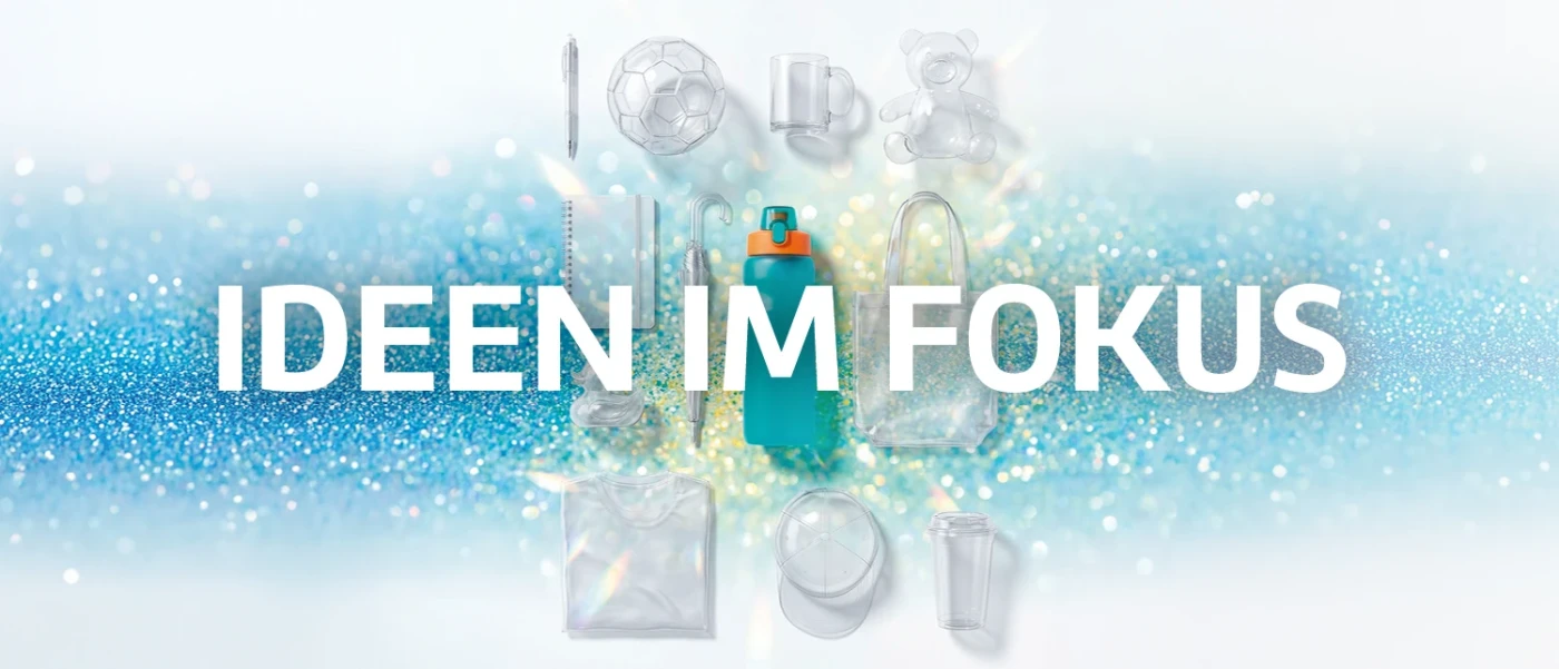 Ideen im Fokus – transparente Produkte auf leuchtendem Hintergrund.